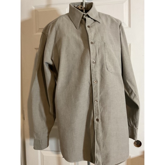 Perry Ellis Other - Perry Ellis Mens Button Down Shirt 15.5 32/33 Taupe Tan 100% Cotton Textured L/S